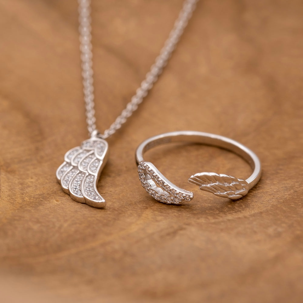 Engelsrufer collana argento Ala zirconia argento