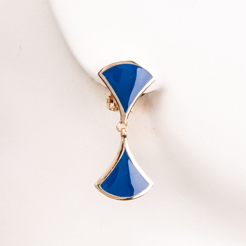 Chic Ad Hoc Orecchini clip ventaglio oro e blu