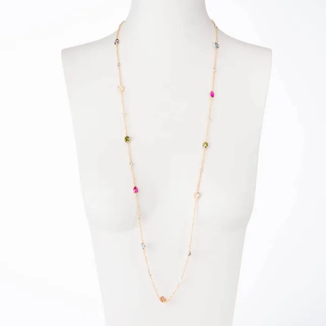 Chic Ad Hoc Collana lunga placcato oro pietre multicolor