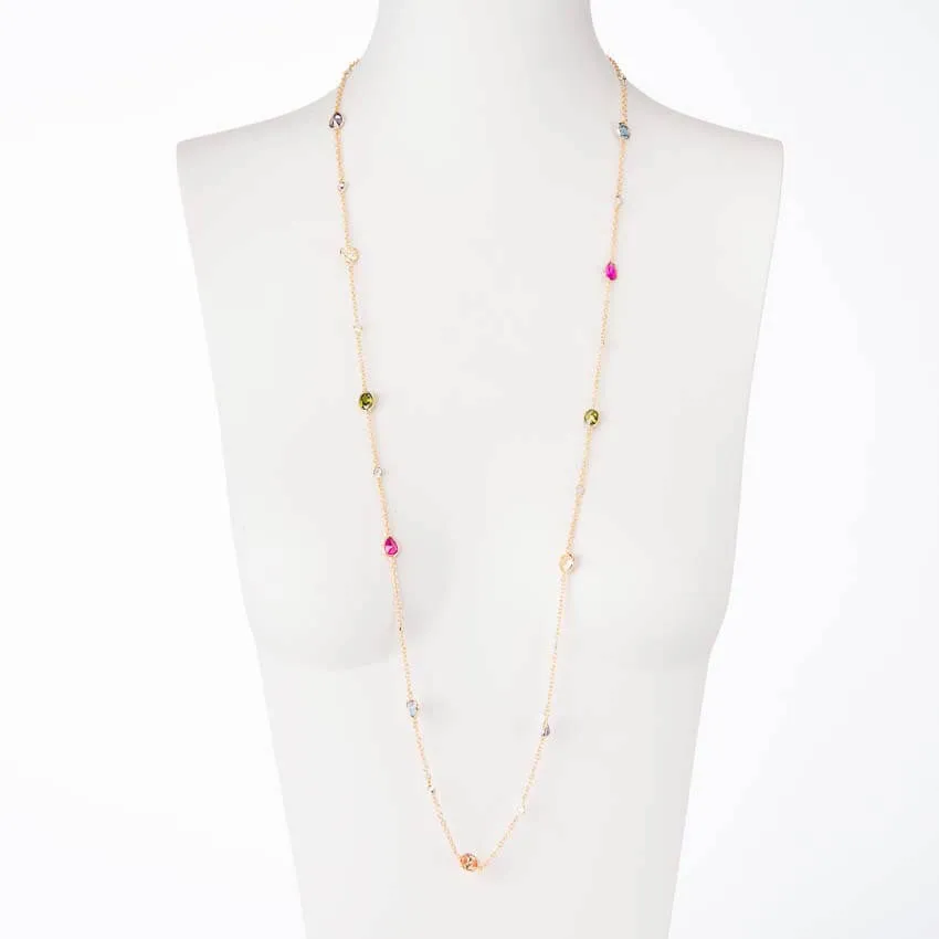 Chic Ad Hoc Collana lunga placcato oro pietre multicolor