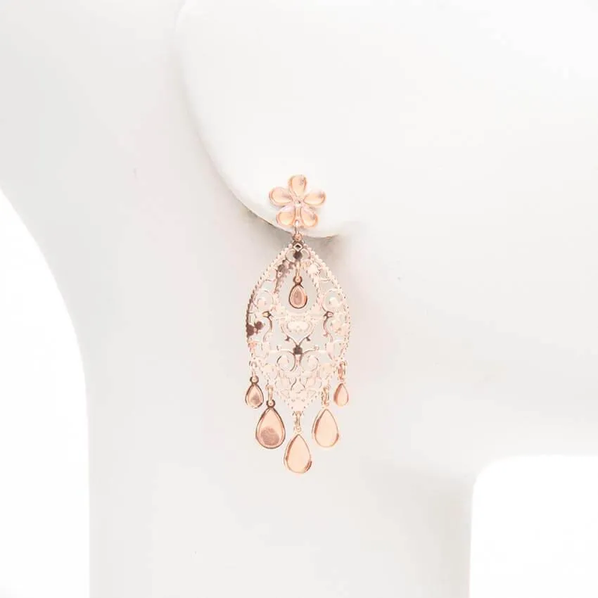 Chic Ad Hoc Orecchini perno arabesco fiore oro rosa