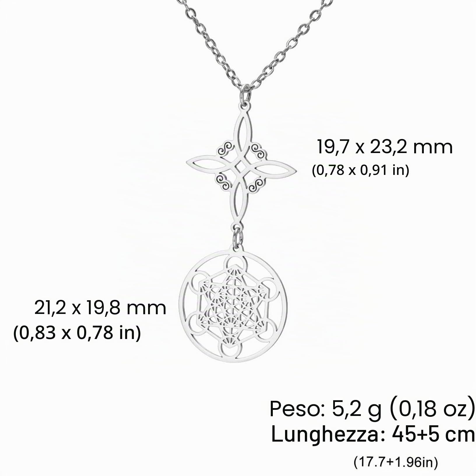 EUEAVAN nodo strega collana argento 2 geometria sacra