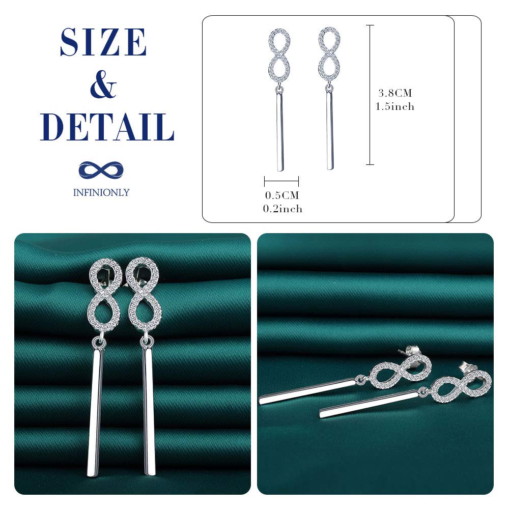 INFINIONLY Infinito orecchini argento 925 zirconi perno