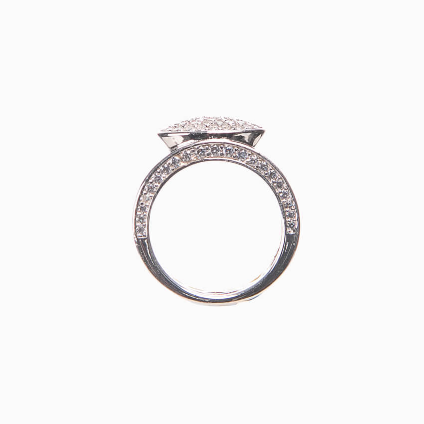 Chic Ad Hoc Anello Mignolo Argento Anello Zirconi Pavé Ovale