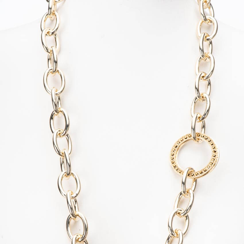 Chic Ad Hoc Collane lunga catena oro anelli ovali