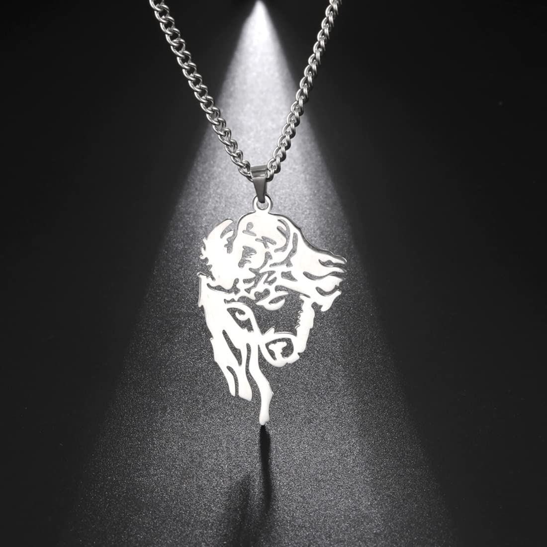 EUEAVAN Necklaces collana testa Gesù acciaio argento religiosa