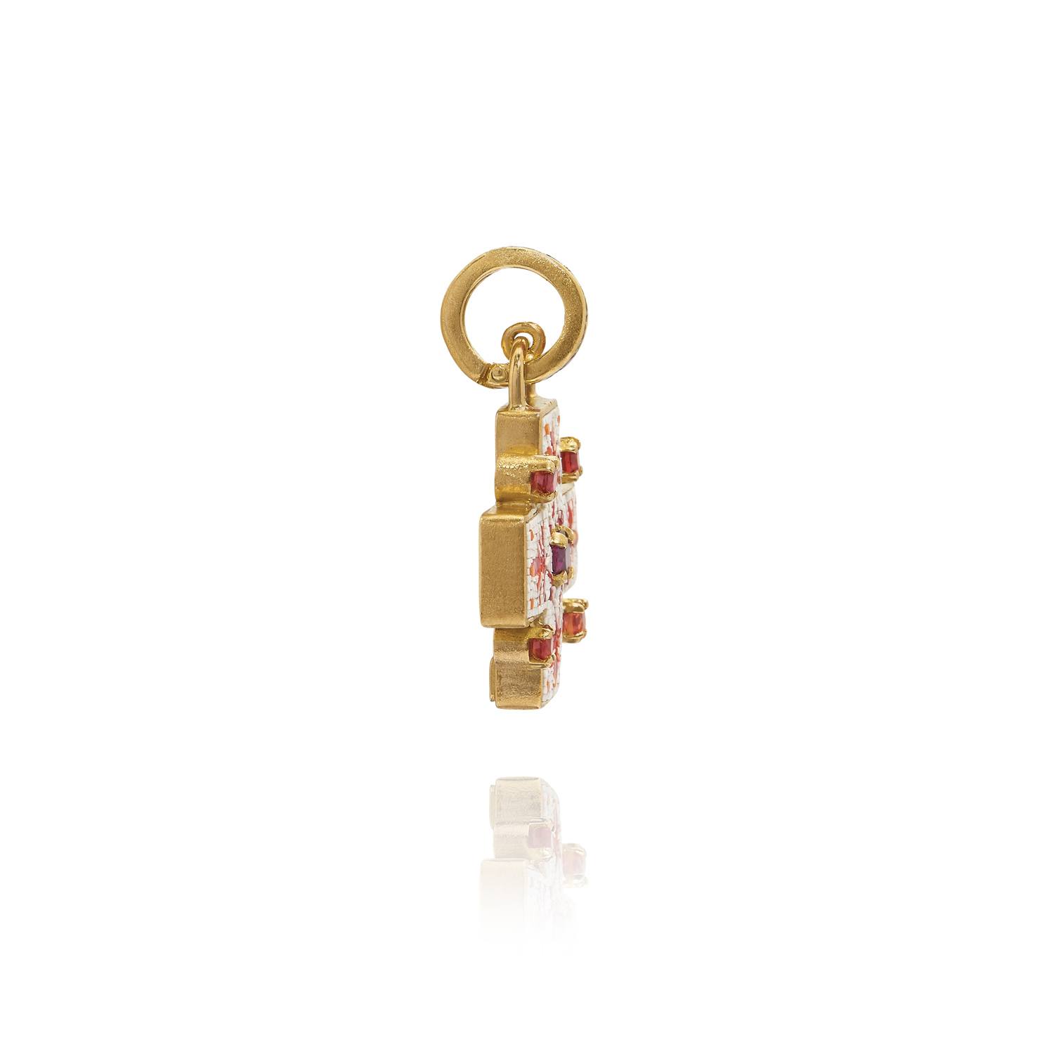 Le Sibille Palmira Pendente Oro Rubini Zaffiri Mosaico