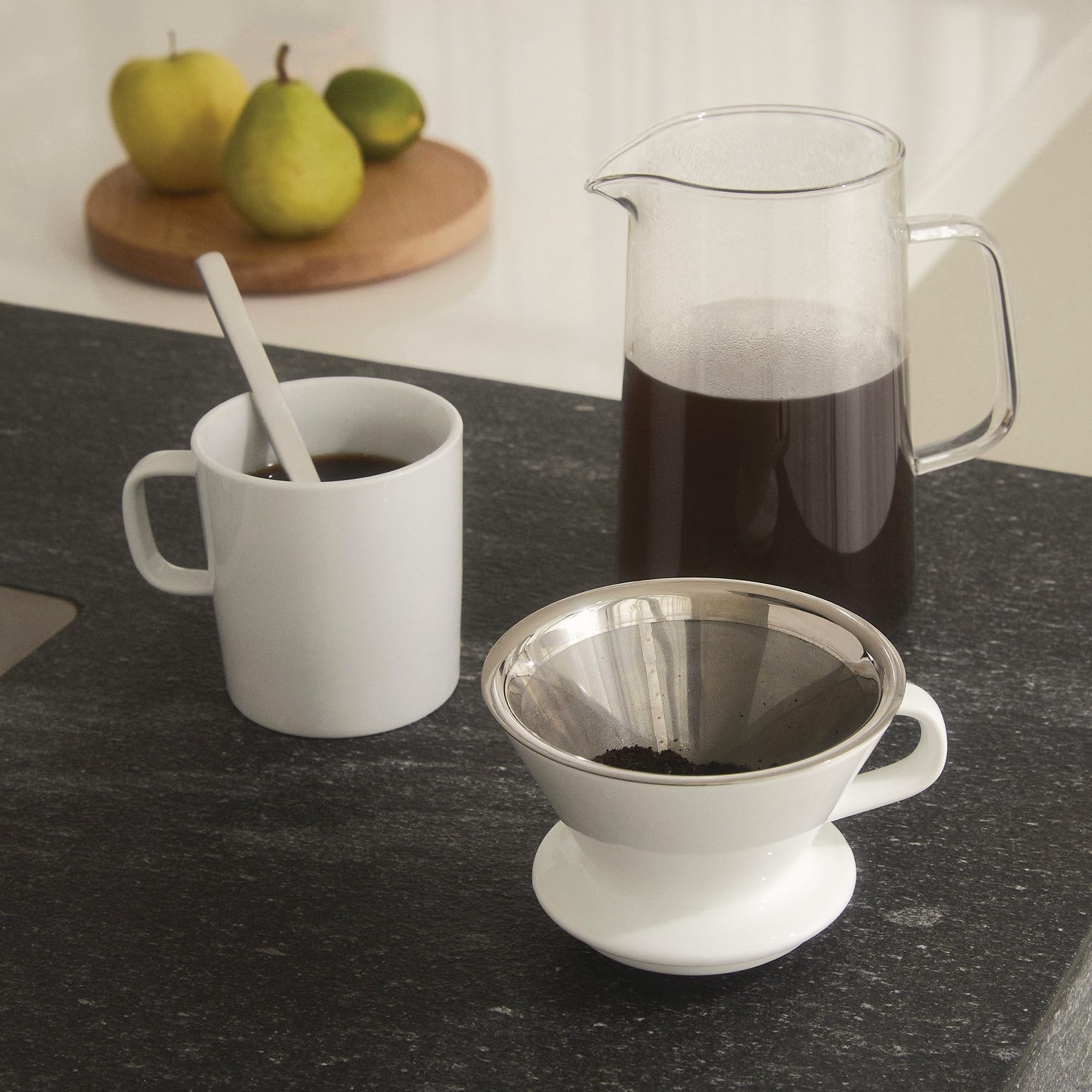 Alessi Slow Coffee KT01S1 Set Filtro Acciaio Vetro Porcellana
