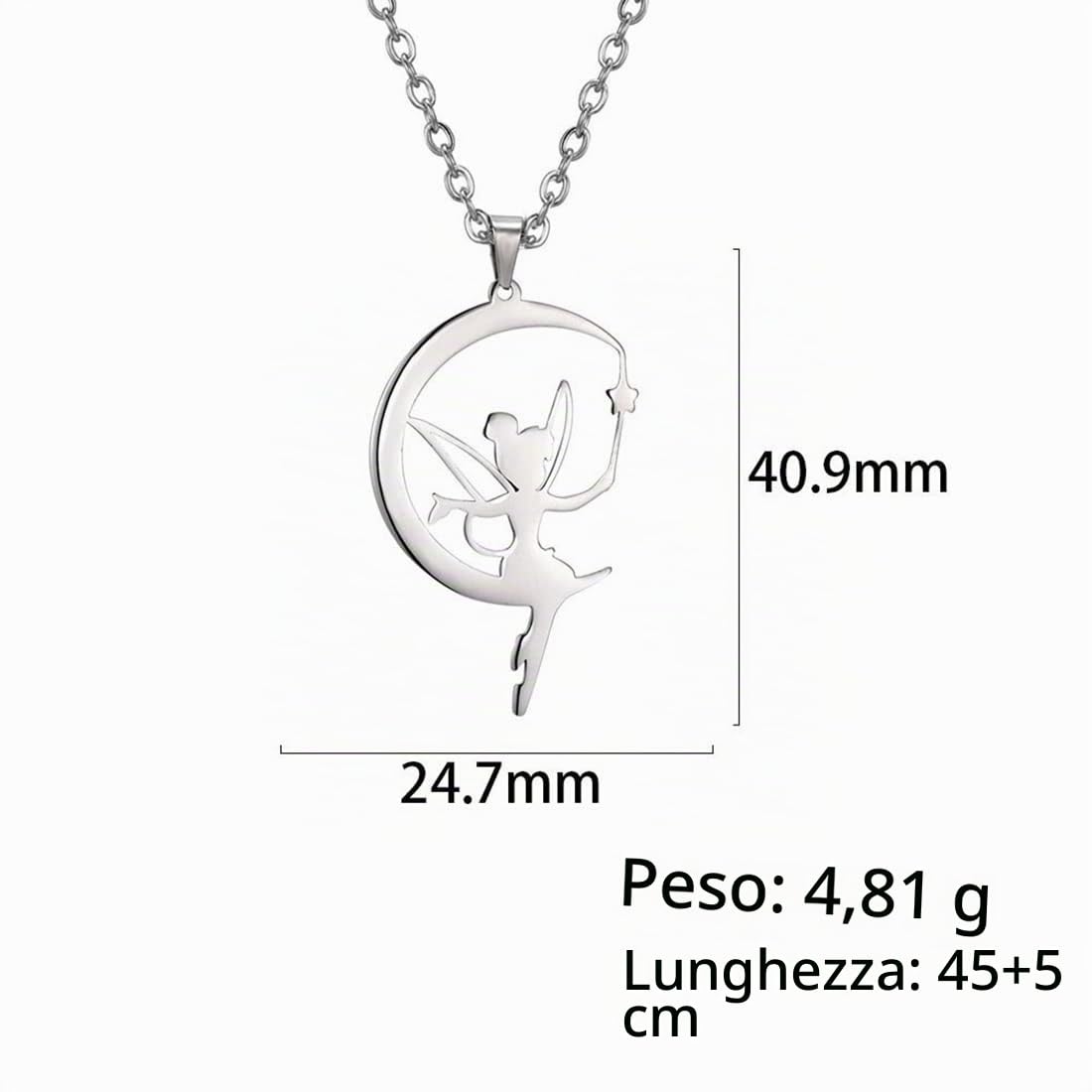 EUEAVAN Moon collana fata sulla luna argento