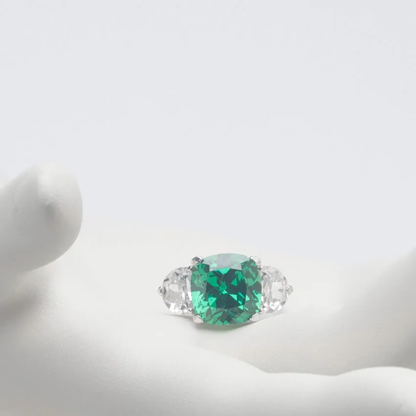 Chic Ad Hoc Anello cocktail argento smeraldo