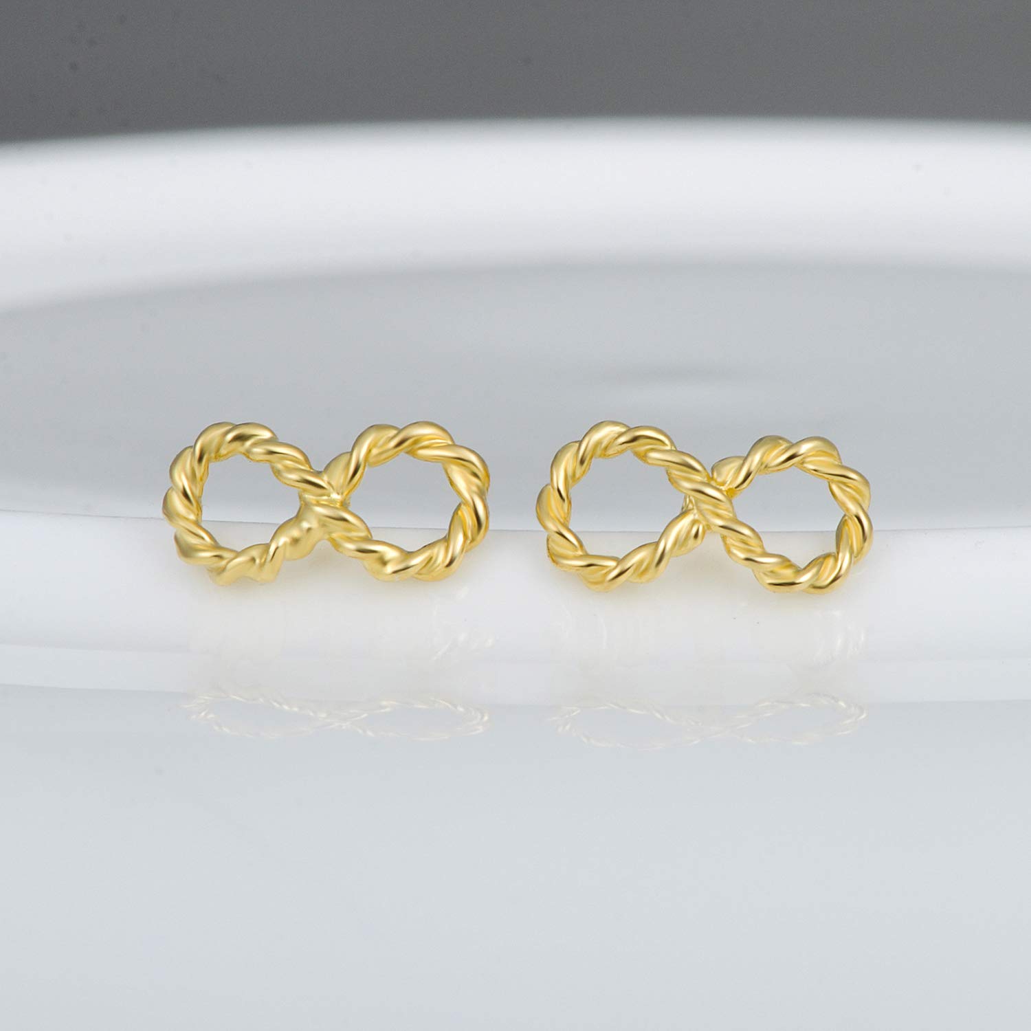 INFINIONLY Orecchini Infinito Mini in Argento 925 Gold a Perno