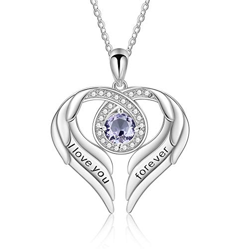 Jessemade Ala Collana Argento 925 Cuore Love You Forever