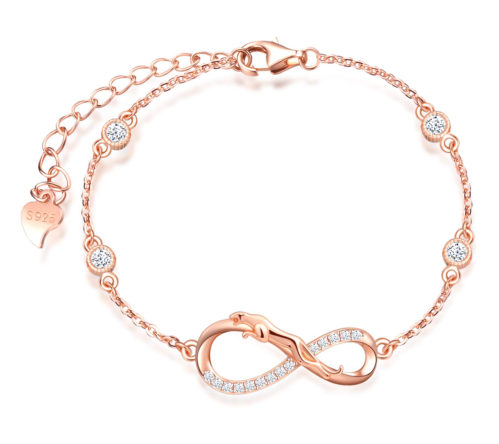 INFINIONLY Fashion Collana oro rosa infinito leopardo