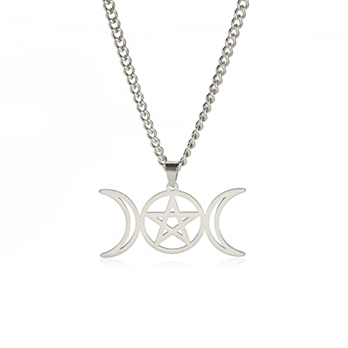 Eueavan Collana Tripla Luna Stella Acciaio Donna