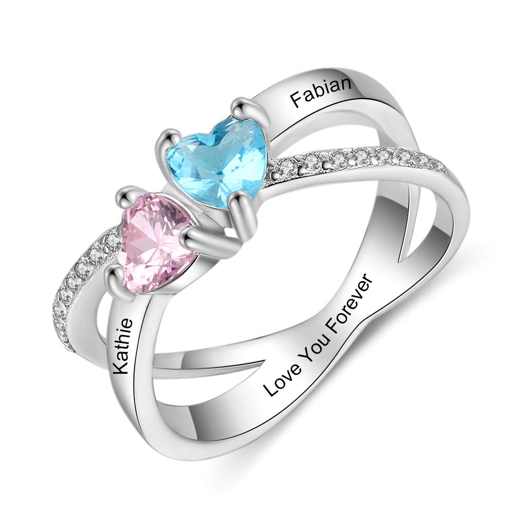 Jessemade Gioielli anello personalizzato 2 nomi argento madre