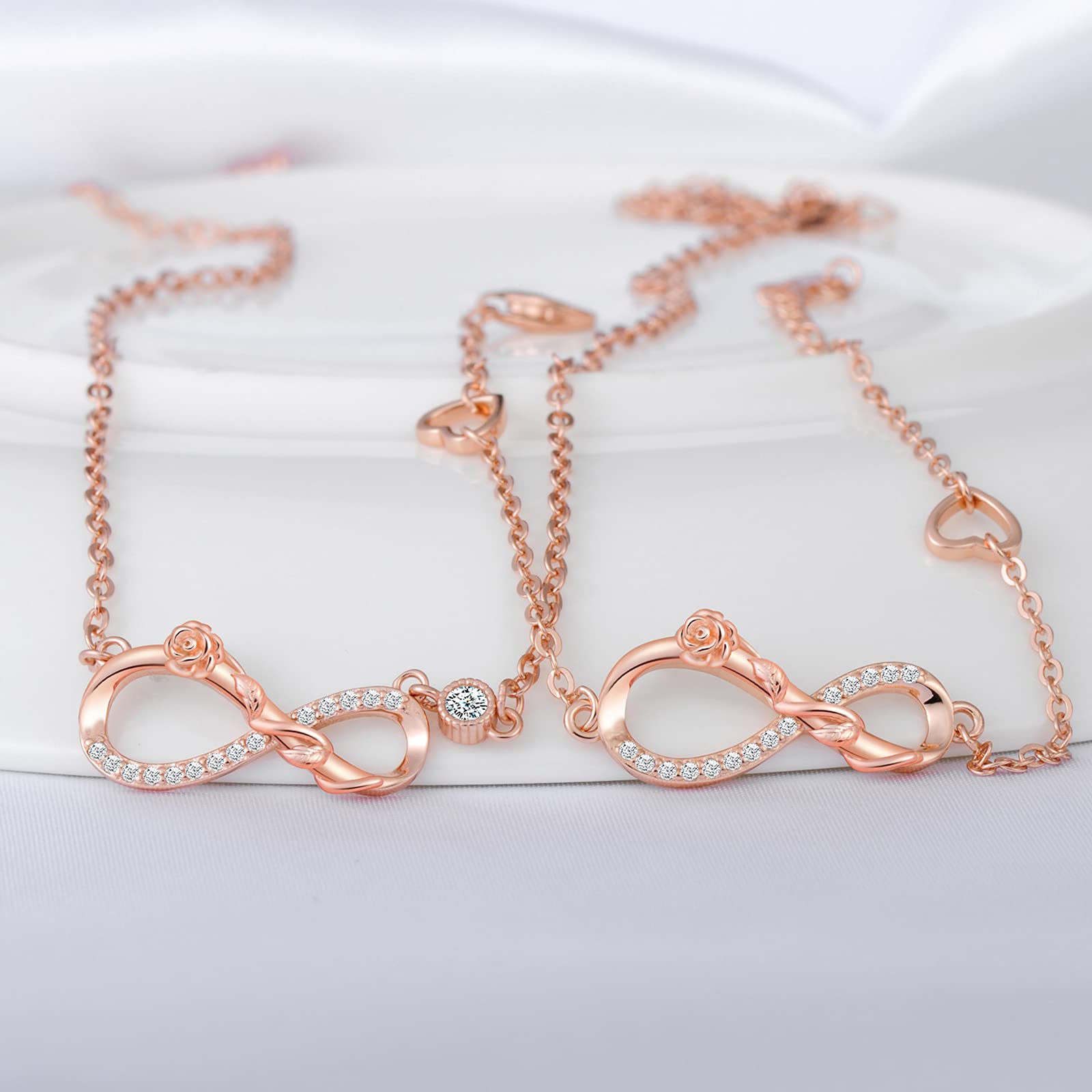 INFINIONLY Fashion Necklaces B parure argento fiore infinito