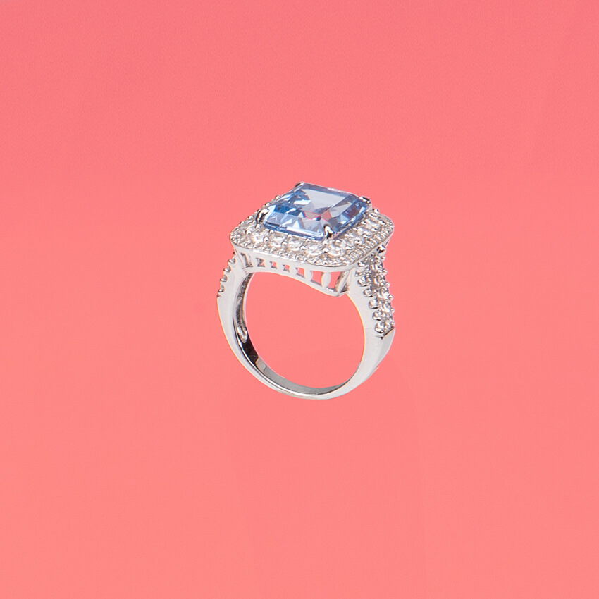 Chic Ad Hoc Anello argento acquamarina taglio smeraldo
