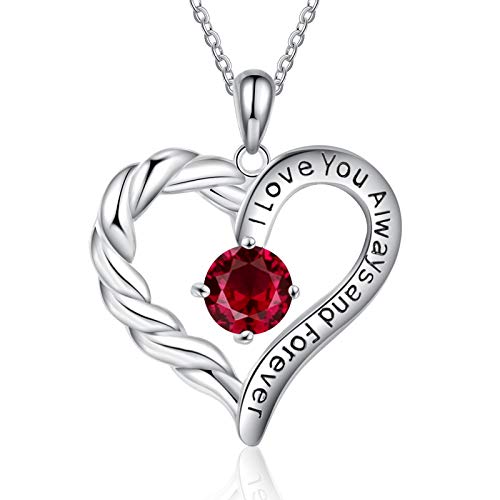 Jessemade Gioielli Collana Argento 925 Cuore Birthstone Regalo Madre