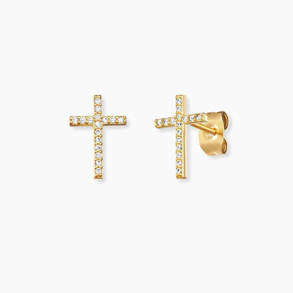 Engelsrufer Ohrringe Kreuz orecchini lobo argento 925 oro zirconia