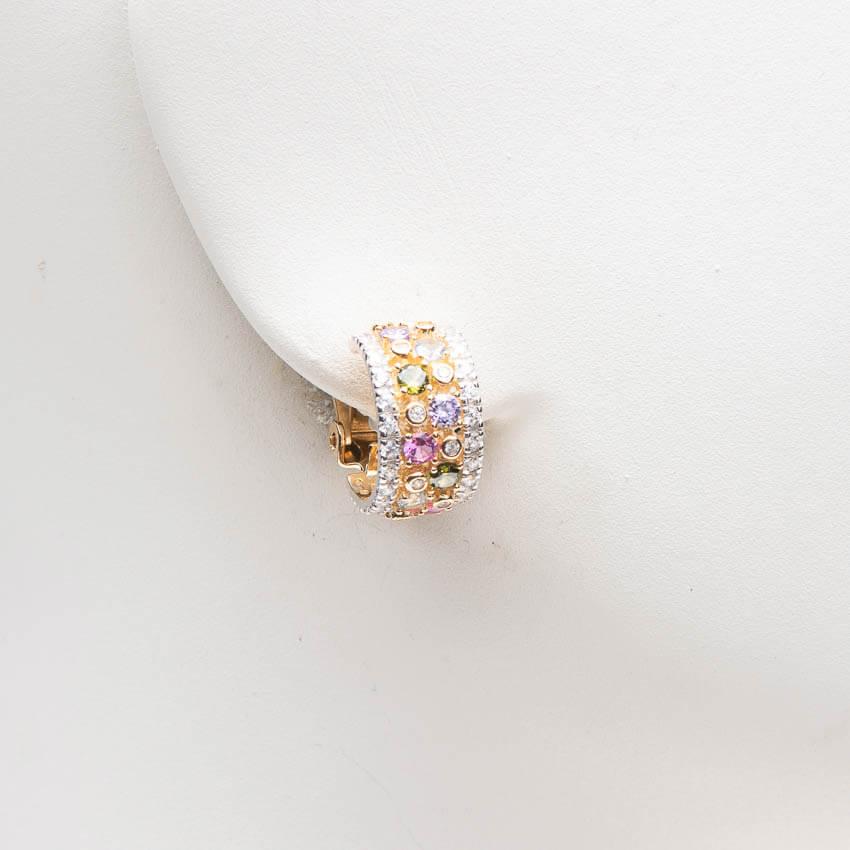 Chic Ad Hoc Orecchini clip mezzo cerchio zirconi multicolor