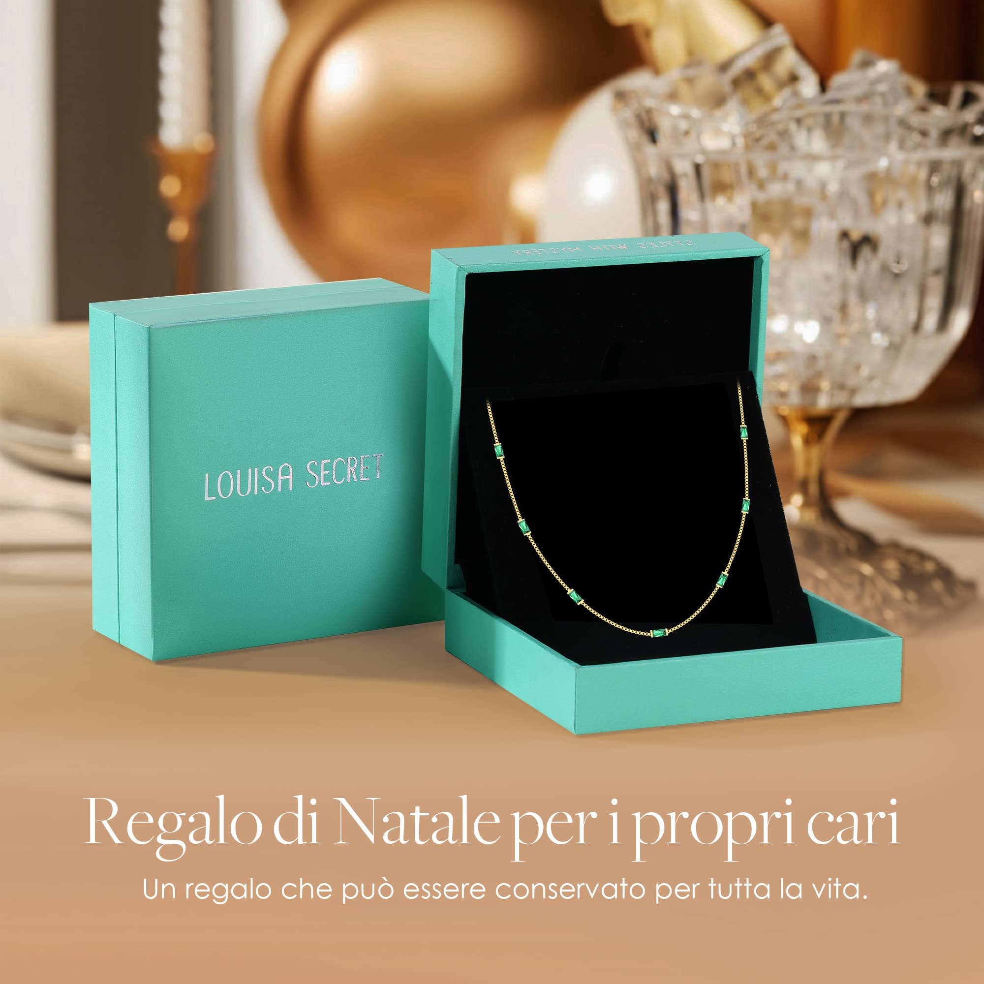 Louisa Secret Necklaces Collana Zirconi Baguette Argento Oro 14k
