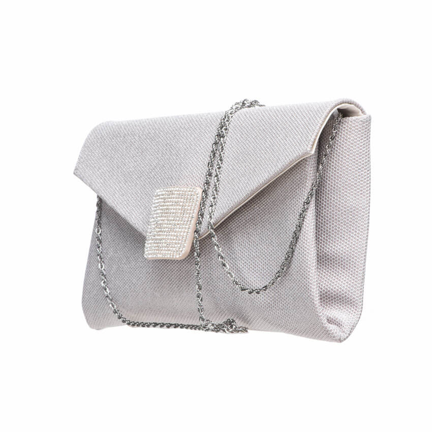 Chic Ad Hoc Pochette a Busta Nude Rete Strass