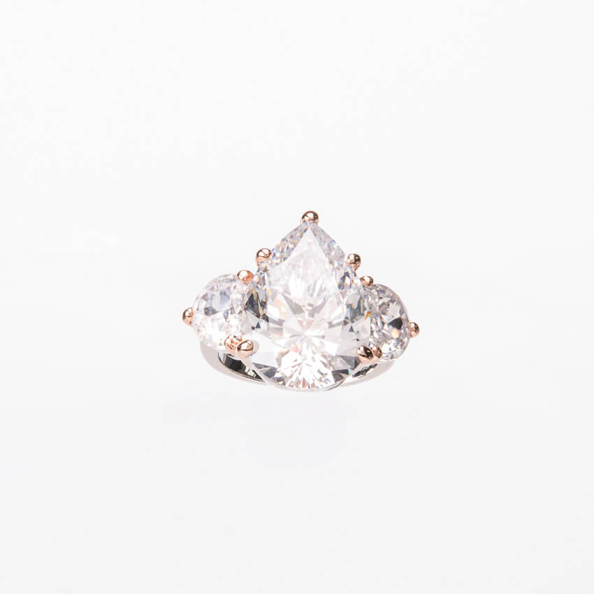 Chic Ad Hoc Anello solitario goccia oro rosa mezza luna