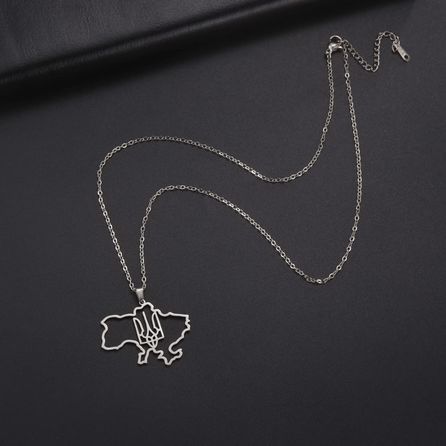 EUEAVAN mappa Ucraina collana acciaio silver3 patriottica