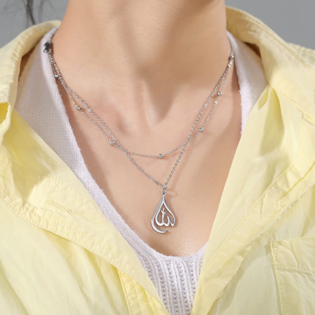 EUEAVAN Necklaces collana Allah argento stratificato islamica