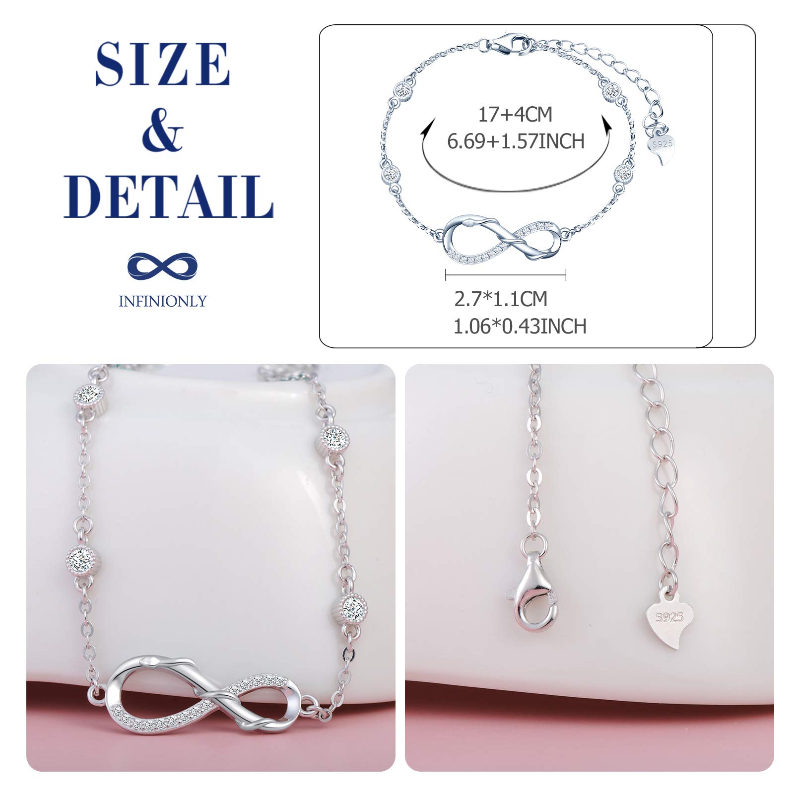 INFINIONLY Fashion Bracelets B-diamante bracciale argento serpente