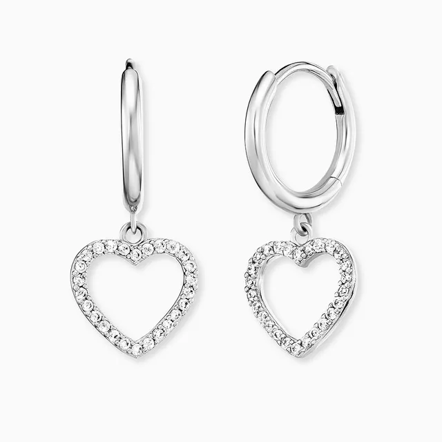 Engelsrufer Orecchini Cerchio Cuore Argento Zirconia