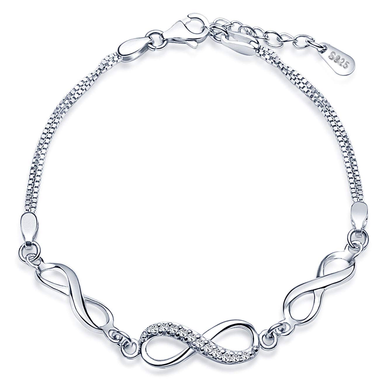 INFINIONLY Infinito bracciale argento zirconi oro