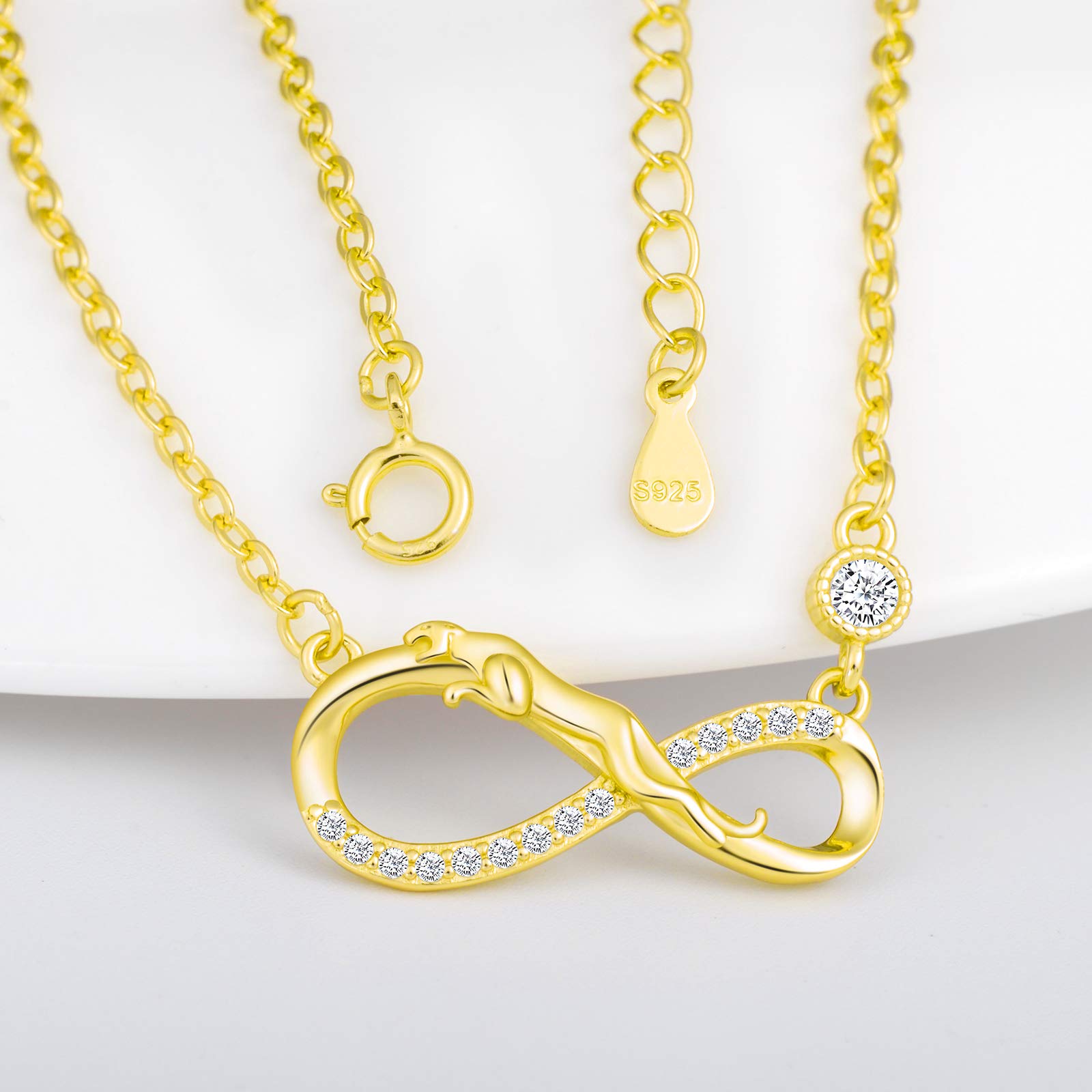 INFINIONLY Fashion Collana oro infinito leopardo zirconi