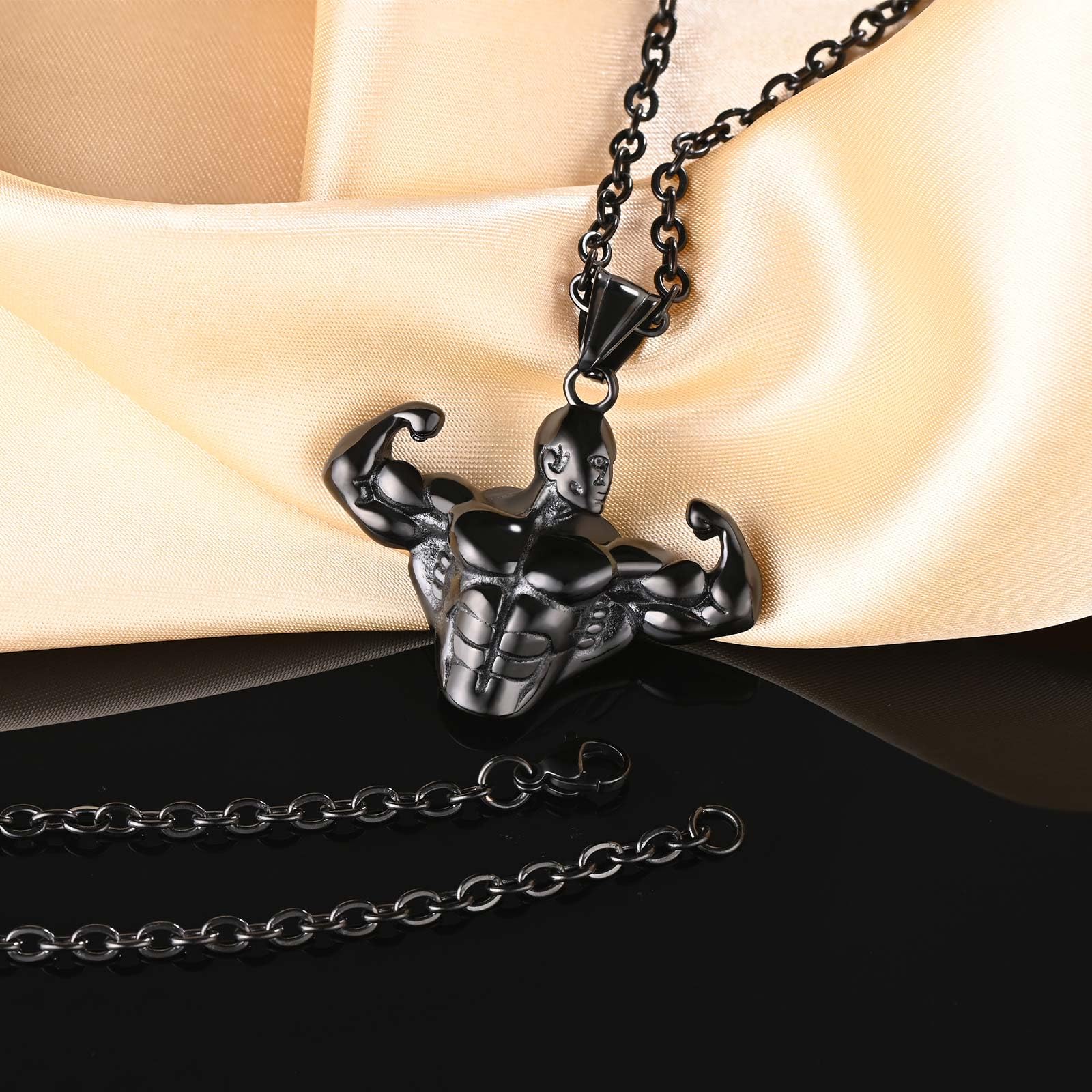 INFINIONLY Fashion Necklaces collana uomo bodybuilding nera