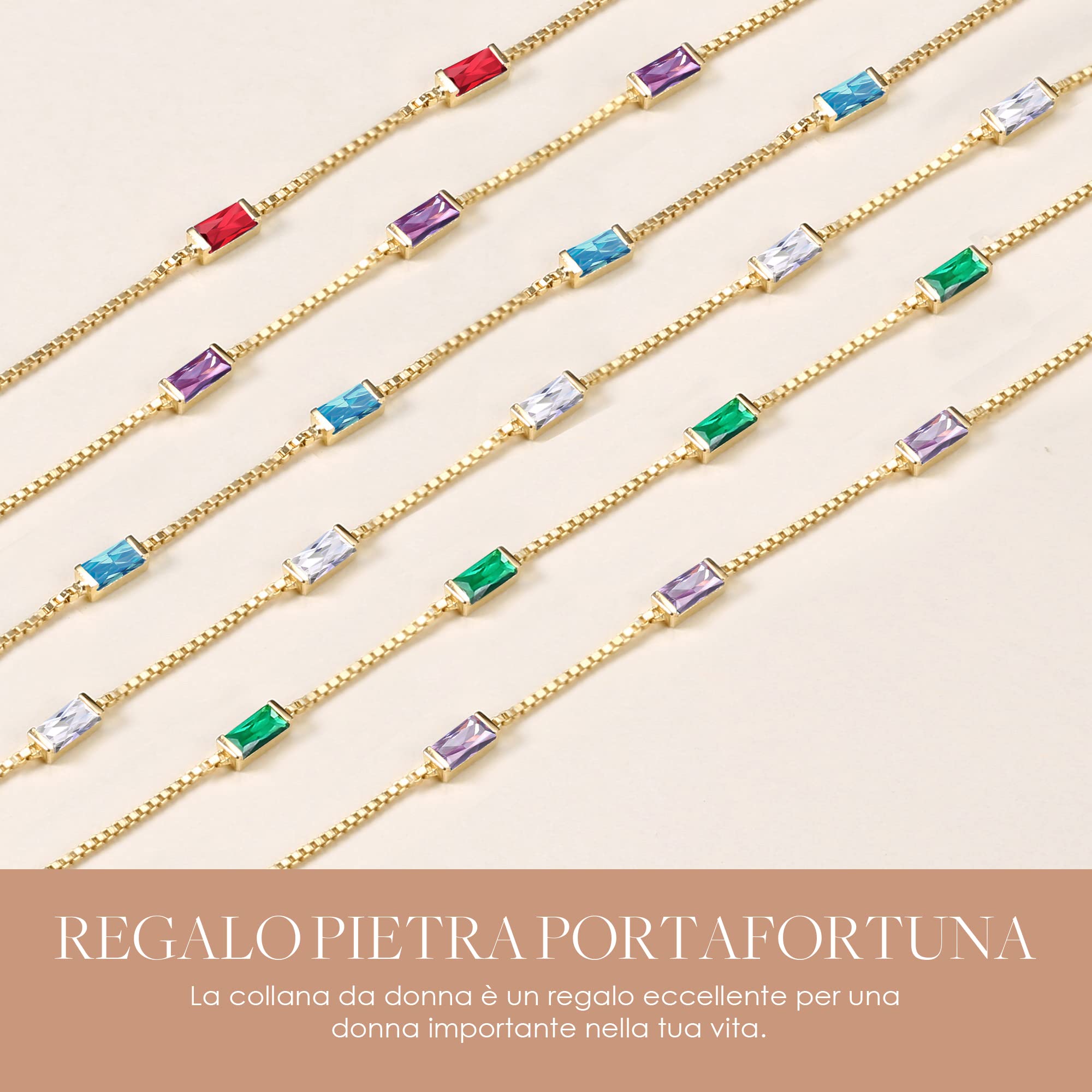 Louisa Secret Necklaces Collana Baguette Zirconi Argento 925 Oro