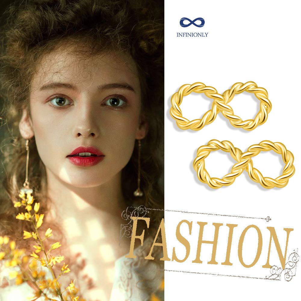 INFINIONLY Orecchini Infinito Mini in Argento 925 Gold a Perno