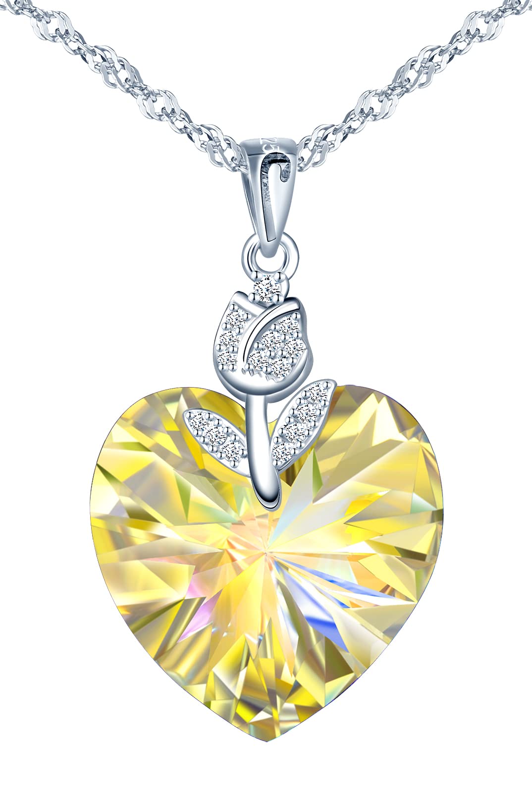 INFINIONLY Fashion Necklaces collana cuore giallo argento 925