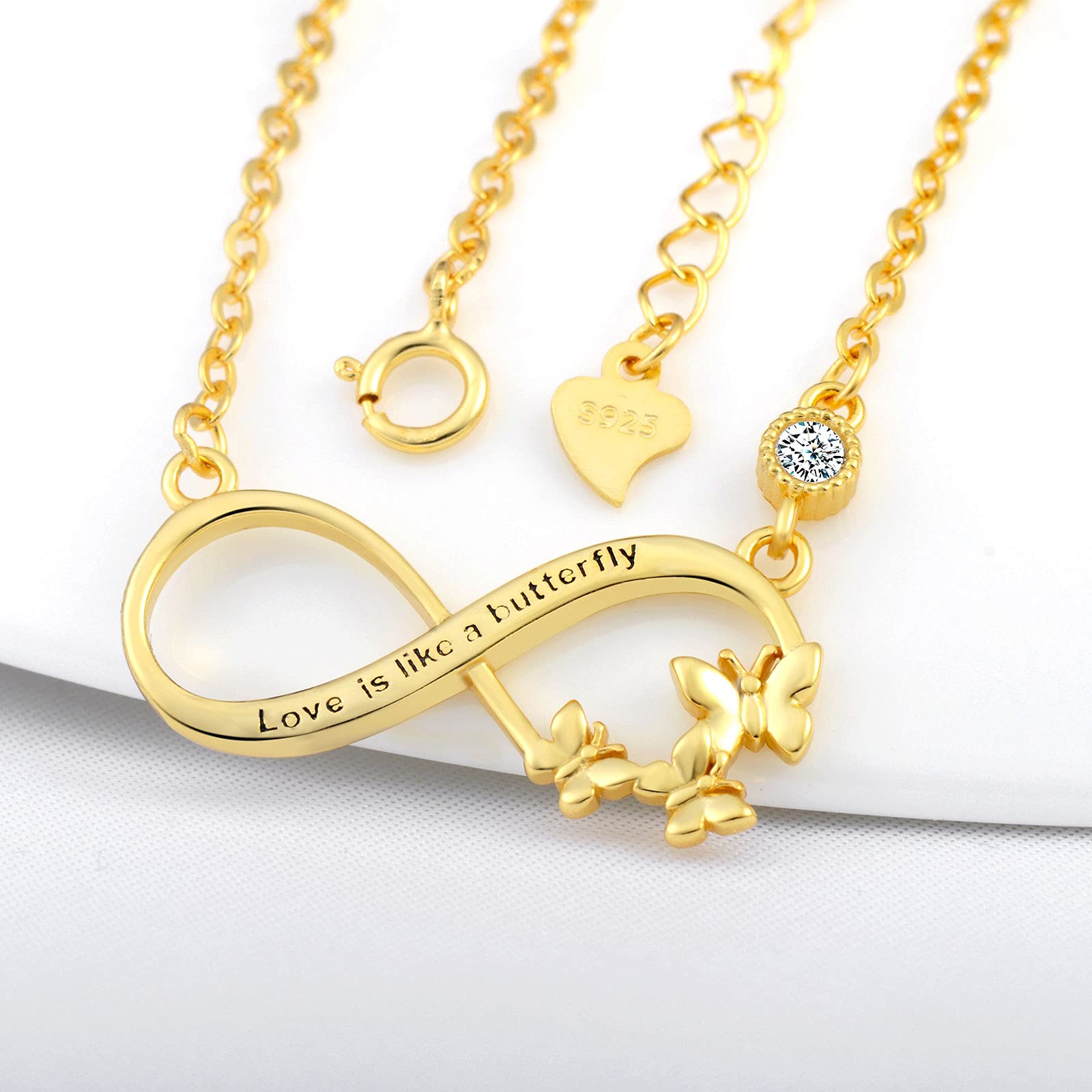 INFINIONLY Fashion Necklaces collana infinito farfalla oro argento