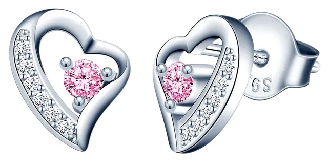 INFINIONLY Fashion orecchini cuore rosa argento 925