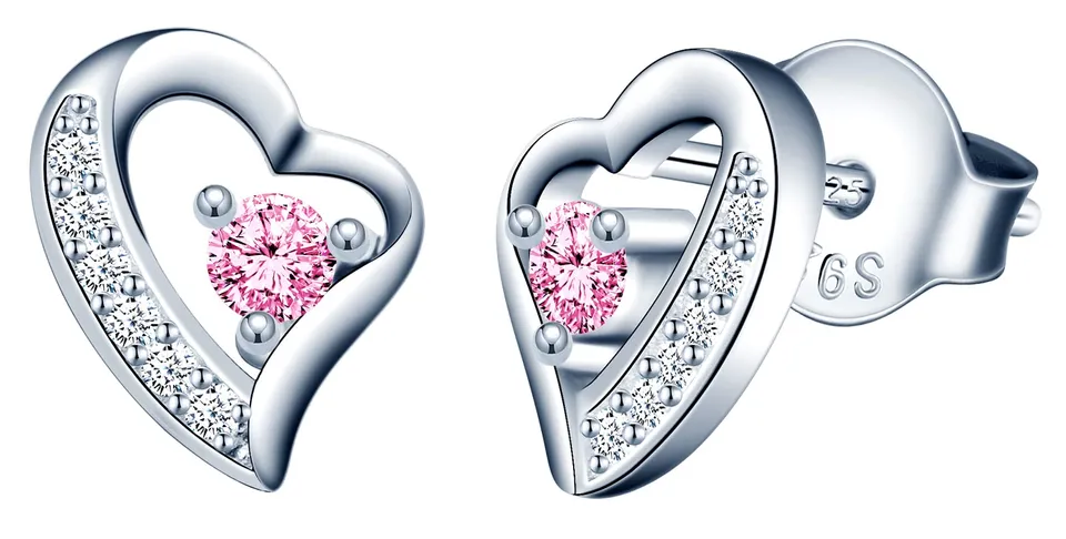 INFINIONLY Fashion orecchini cuore rosa argento 925