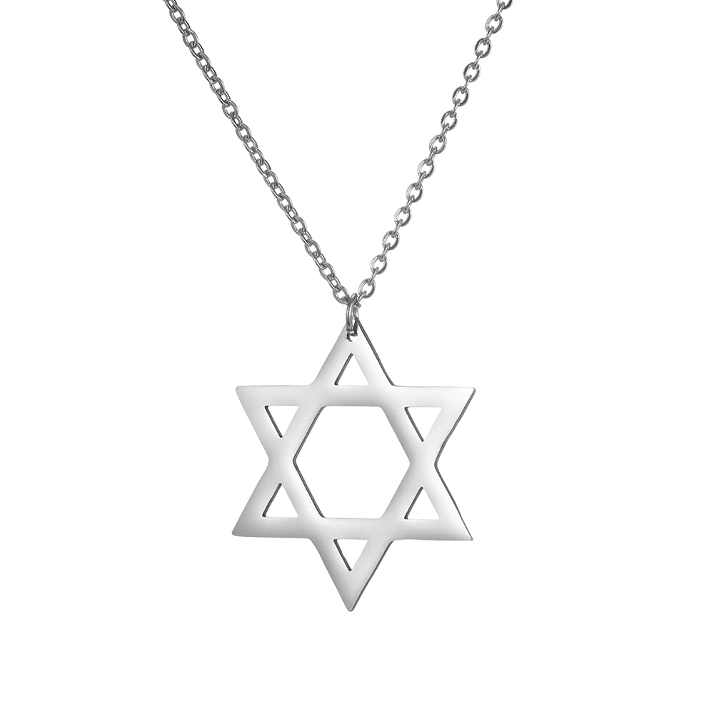 Eueavan Necklaces collana stella David argento acciaio