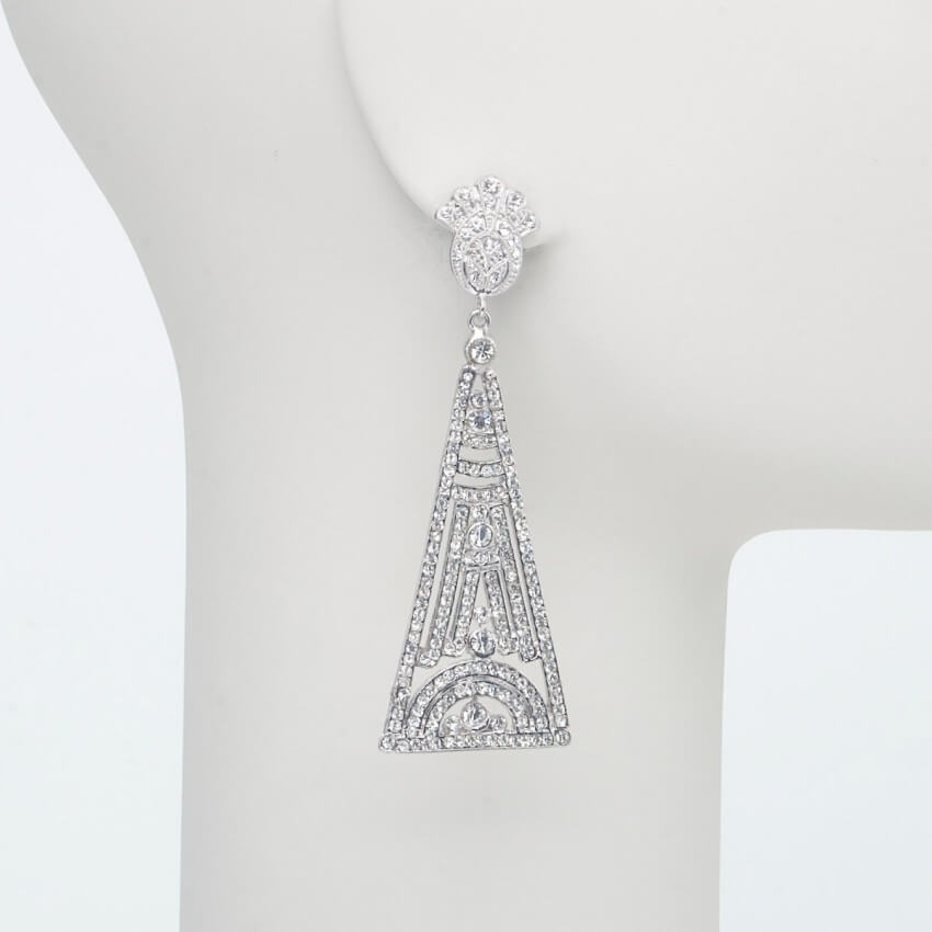 Chic Ad Hoc Orecchino clip triangolo strass argento