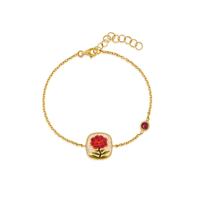 Le Sibille Rosae bracciale oro 18ct rubini perla rossa