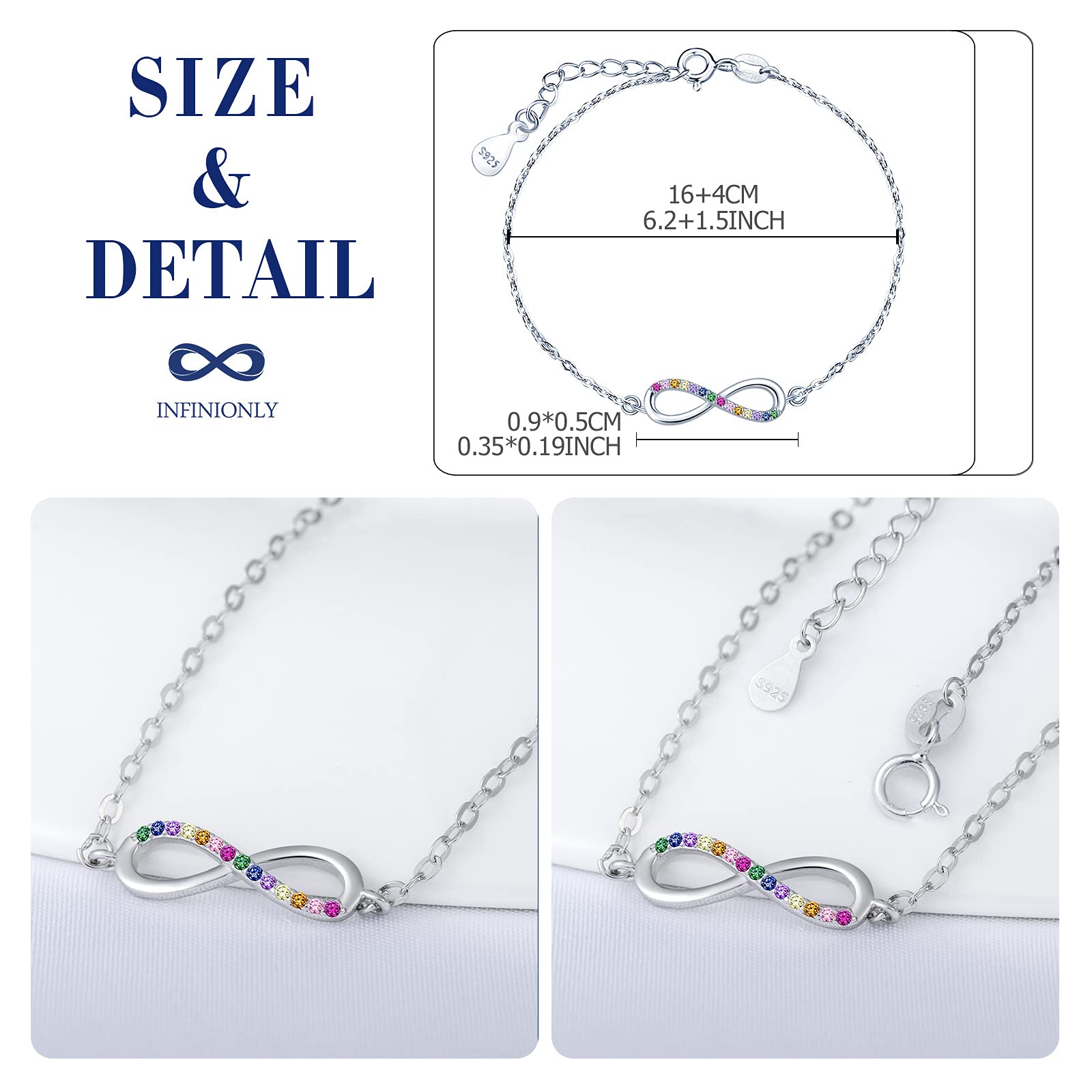Infinionly Bracciale Infinito Argento 925 Zirconi Donna
