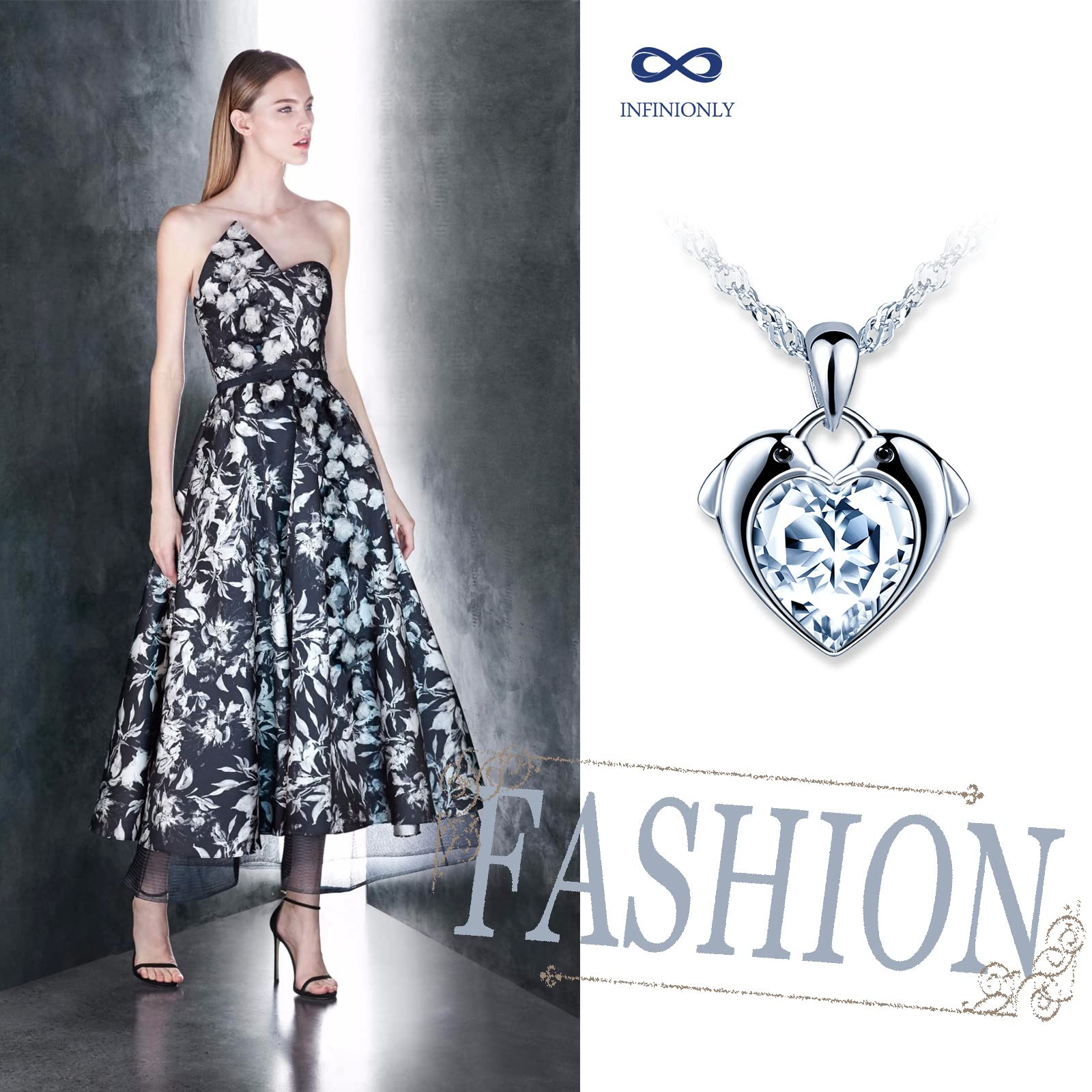 Infinionly Fashion Necklaces collana cuore argento 45 cm