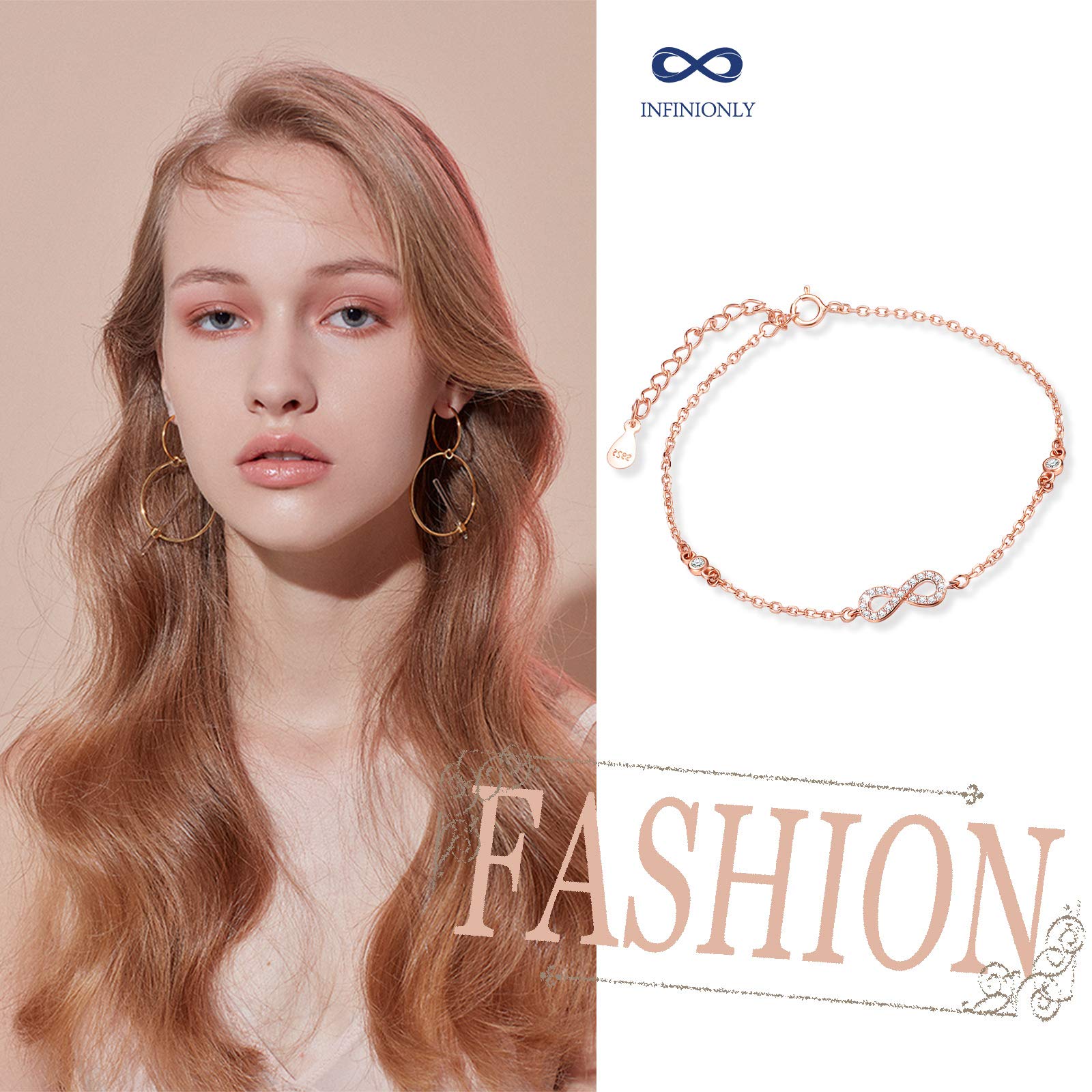 Infinionly Fashion Bracciale Infinito Argento Oro Rosa
