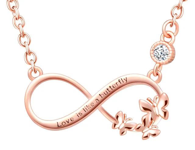 INFINIONLY Fashion Necklaces collana infinito farfalla oro rosa