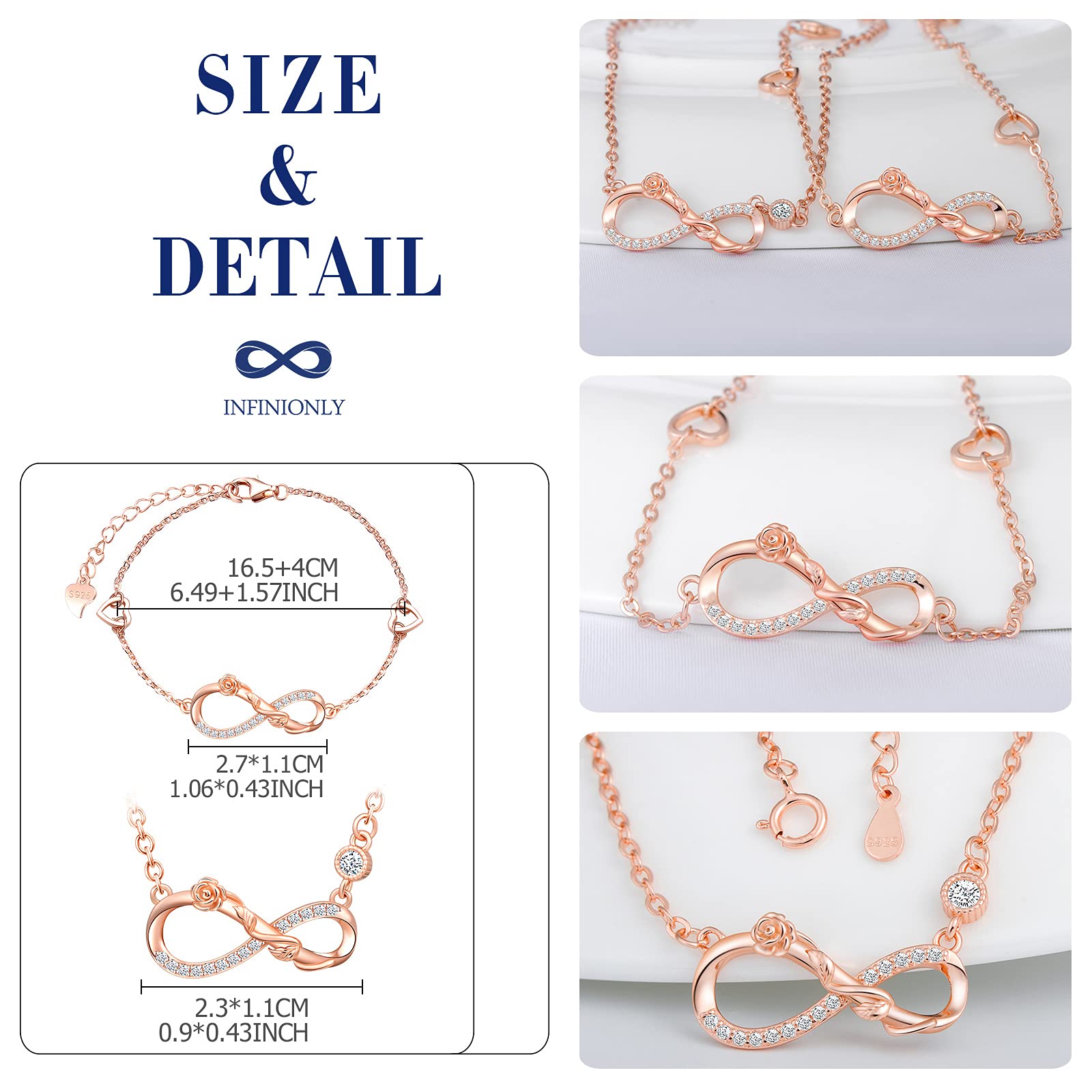 INFINIONLY Fashion Necklaces B parure argento fiore infinito