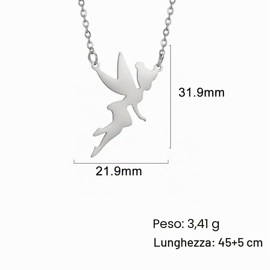 Eueavan Collana Fata Campanellino Argento Ballerina
