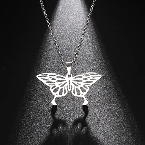 EUEAVAN Farfalla Celtica Collana acciaio argento